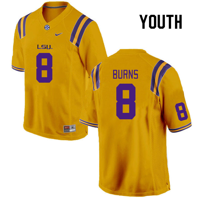 Youth #8 Major Burns LSU Tigers College Football Jerseys Stitched Sale-Gold